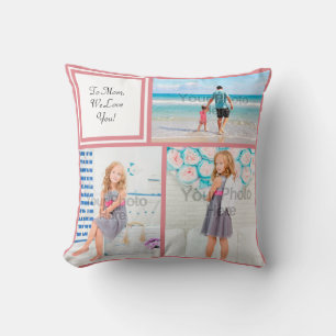 Aangepaste 3 foto Collage Pink Mam Love Kussen