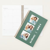 Aangepaste 3-foto gepersonaliseerde Eucalyptusgroe Planner (Display)