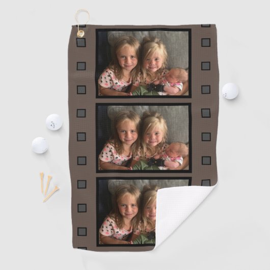 Aangepaste 3 fotofiltreerstrips golfhanddoek (Insitu)