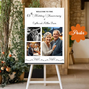 Aangepaste 3 foto's 65e bruiloft Jubileum Welkom Poster