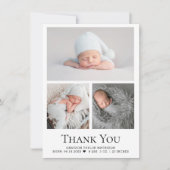 Aangepaste 3 Foto's Geboorteaankondiging Baby Boy Bedankkaart (Voorkant)
