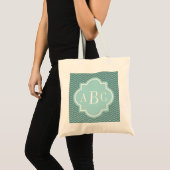 Aangepaste 3-letterige monogram blauwgroen blauwe tote bag (Voorkant (product))