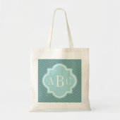 Aangepaste 3-letterige monogram blauwgroen blauwe tote bag (Voorkant)