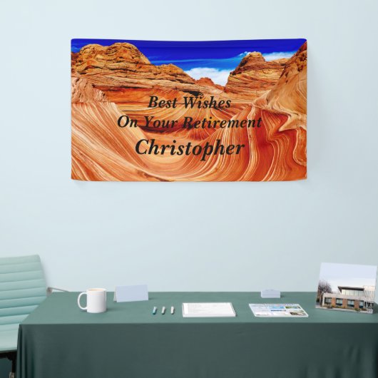 Aangepaste 3 lijnen voor tekst De Wave Retirement Spandoek (Beurs)