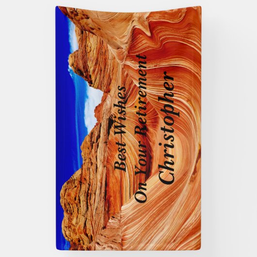 Aangepaste 3 lijnen voor tekst De Wave Retirement Spandoek (Verticaal)