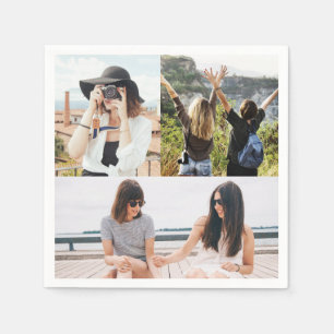 Aangepaste 3 Photo Collage Gepersonaliseerde Papie Servet