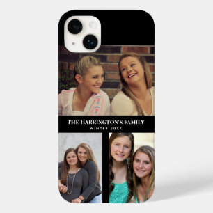 Aangepaste 3 secties familie foto collage zwart fr Case-Mate iPhone 14 plus hoesje