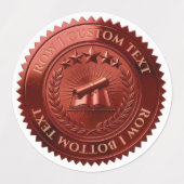 Aangepaste 3D bewerkbare rode folie certificaat ze Labels (Design 1)
