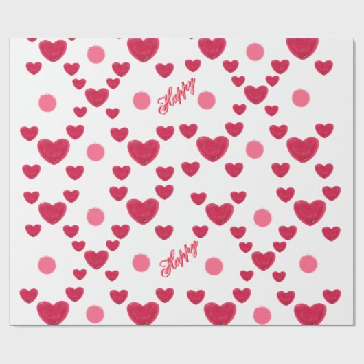Aangepaste 3D Jelly Harten & Stippen Cute Patroon Cadeaupapier (Vlak)