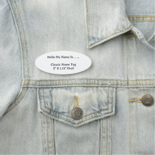 Aangepaste 3X1.25 ovale naamlabel moderne stijl Naamplaatje