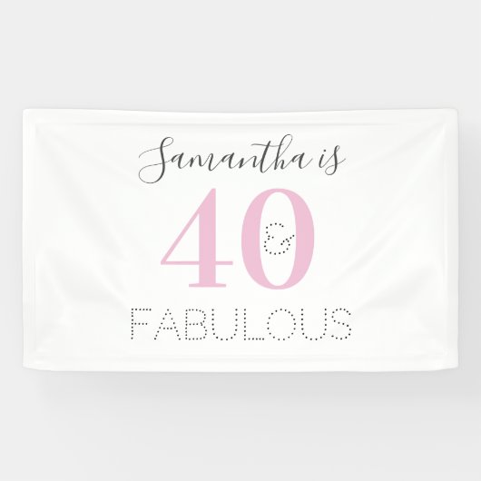 Aangepaste 40 en geweldige moderne roze verjaardag spandoek (Horizontaal)