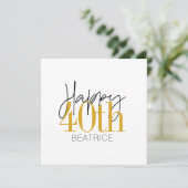 Aangepaste 40e Happy Birthday Kaart (Staand voorkant)