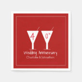 Aangepaste 40e Ruby bruiloft jubileum glas Servet (Voorkant)