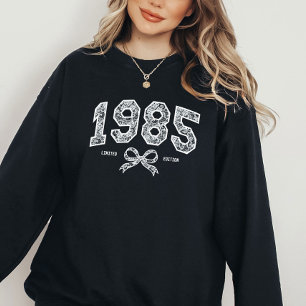 Aangepaste 40e verjaardag 1985 Kant Coquette Bow Trui
