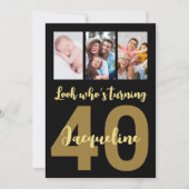 Aangepaste 40e verjaardag Gouden Moderne Foto Coll Kaart (Voorkant)