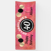 Aangepaste 40e verjaardag Roze ballonnen Spandoek (Verticaal)