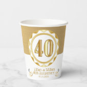Aangepaste 40ste Gouden Jubileum of Verjaardag, en Papieren Bekers (Achterkant)