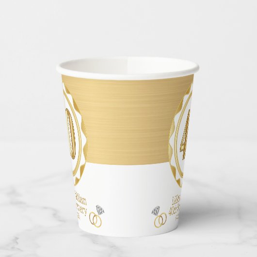Aangepaste 40ste Gouden Jubileum of Verjaardag, en Papieren Bekers (Links)