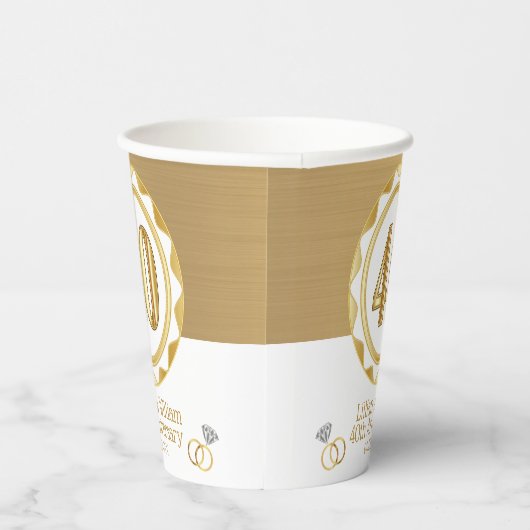 Aangepaste 40ste Gouden Jubileum of Verjaardag, en Papieren Bekers (Rechts)