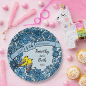 Aangepaste 45e Jubileum Sapphire Floral Bird Papieren Bordje (Feest)