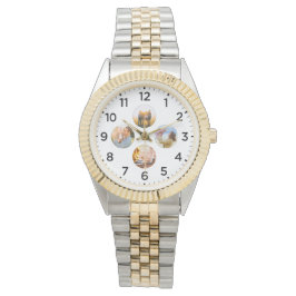 Aangepaste 4-cirkelfoto Gold Watch Horloge
