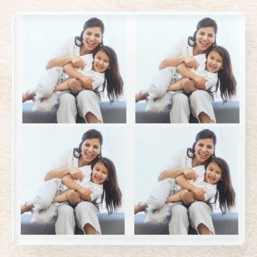 Aangepaste 4 collage-foto's glazen onderzetter (Voorkant)