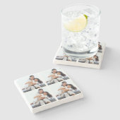 Aangepaste 4 collage-foto's stenen onderzetter (Zijkant)