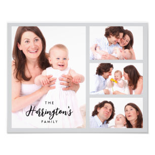 Aangepaste 4 familiefoto's collage rechthoekig fra foto afdruk