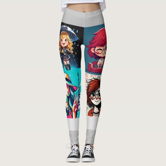 Aangepaste 4 Foto Collage Leggings (Voorkant)