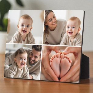 Aangepaste 4 Foto Collage Schattige Baby Fotoplaat