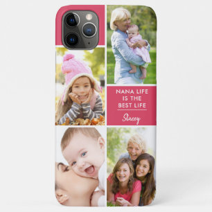 Aangepaste 4 Foto Oma Leven is het Beste Leven Roz iPhone 11 Pro Max Hoesje