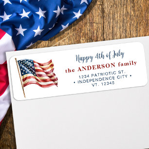 Aangepaste 4 juli Amerikaanse vlag retouradres Etiket