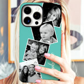 Aangepaste 4 vierkante fotocollage Teal Aangepaste Case-Mate iPhone Case