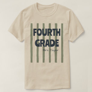 Aangepaste 4e klas schoolstrepen docent naam Sage T-shirt