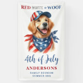 Aangepaste 4th of July Red White Woof Patriotic Do Spandoek (Verticaal)