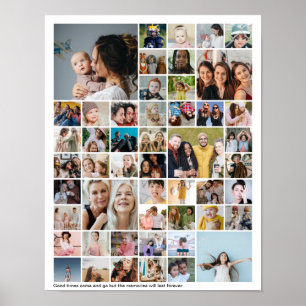 Aangepaste 50 foto tegels collage herinnering poster