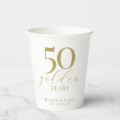 Aangepaste 50e bruiloft Jubileum Elegant Papieren Bekers (Voorkant)