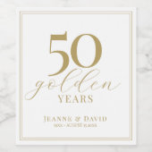 Aangepaste 50e bruiloft Jubileum Elegant Wijn Etiket (Enkel label)