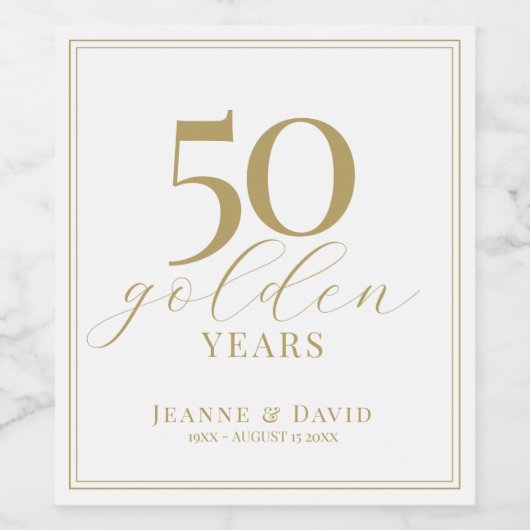Aangepaste 50e bruiloft Jubileum Elegant Wijn Etiket (Enkel label)