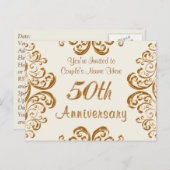Aangepaste 50e bruiloft Jubileum-uitnodigingen Uitnodiging Briefkaart (Voorkant / Achterkant)