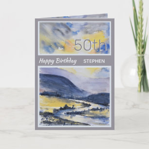 Aangepaste 50e Schilderachtig-Birthdagskaart voor  Kaart