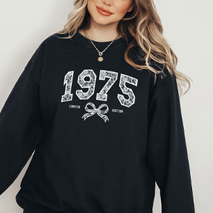 Aangepaste 50e verjaardag 1975 Kant Coquette Bow Trui