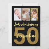 Aangepaste 50e verjaardag Gouden moderne fotocolla Kaart (Voorkant)