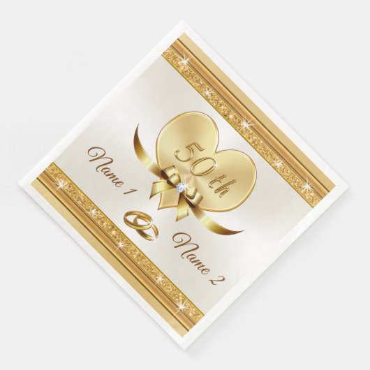 Aangepaste 50ste bruiloft Jubileum Dinner servette Servet (Hoek)