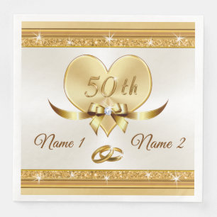 Aangepaste 50ste bruiloft Jubileum Dinner servette Servet