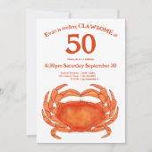 Aangepaste 50ste verjaardag Waterverf Krab Vis en Kaart (Voorkant)