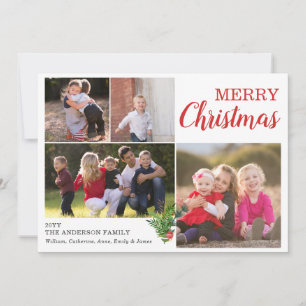 Aangepaste 5 foto Moderne vrolijke kerstbladeren Feestdagenkaart