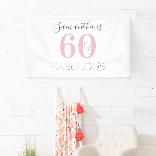 Aangepaste 60 en geweldige moderne roze verjaardag spandoek (Insitu)
