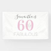 Aangepaste 60 en geweldige moderne roze verjaardag spandoek (Horizontaal)