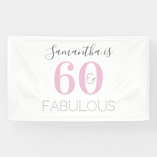 Aangepaste 60 en geweldige moderne roze verjaardag spandoek (Horizontaal)